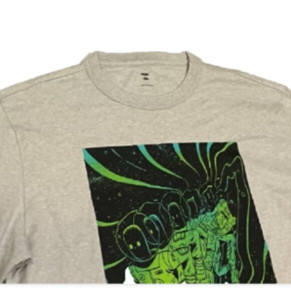 Mode of One Mens Long Sleeve Relaxed Space Guy Graphic Tshirt Heather Grey L - Picture 6 of 9